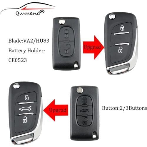 2/3BUT CE0523 Remote Car Key Shell for Peugeot 306 407 807 Partner for Citroen C2 C4 C5 C6 C8 Berlingo Picasso Flip Key Case