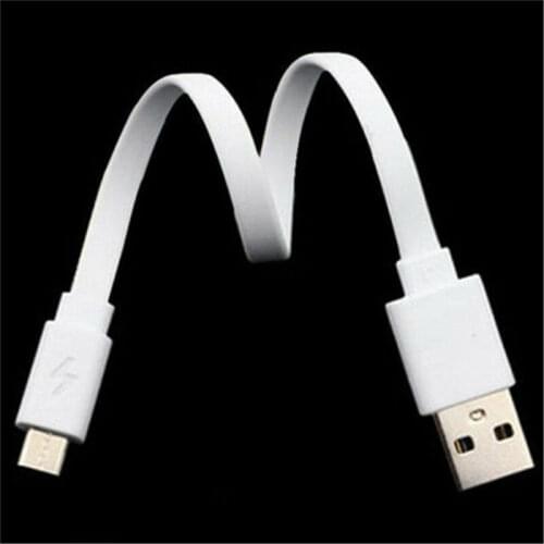 2pcs 20CM Short Micro USB Charger Cable Cords Portable Power Bank Flat cable for Android phone charge only