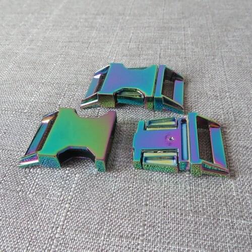 20Pcs 25mm Webbing Rainbow Metal Straps Belt Buckle For Pet Dog Collar Necklace Sewing Accessory Paracord Snap Hook Clip Clasp