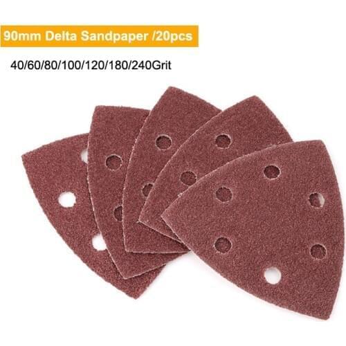 20pcs Self-adhesive Sandpaper Triangle Delta Sander Sand Paper Hook Loop Sandpaper Disc Abrasive Tools For Polishing Grit 40-240
