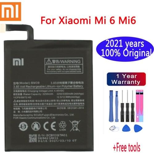2020 years Xiaomi 100% Original Phone Battery BM39 For Xiaomi Mi 6 Mi6 3250mAh High Capacity Replacement Battery Free Tools