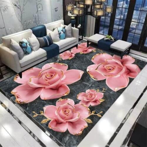 Living room carpet 3D three-dimensional flower and plant series, printed pastoral entrance corridor rectangular carpet floor mat