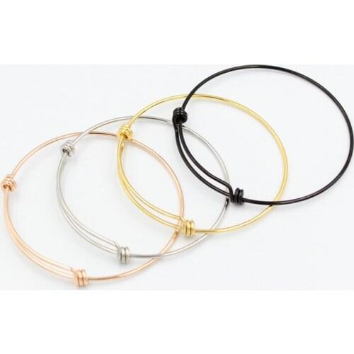 5pcs/lot 60mm 65mm Expandable Blank Bracelet bangles Stainless Steel Adjustable Wire Bangle DIY Jewelry Making