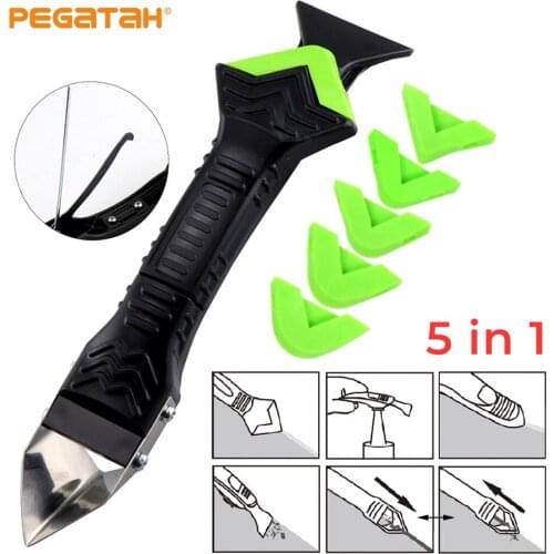 5In1 Silicone Remover Caulk Finisher Sealant Smooth Scraper Grout Kit Tools Plastic Hand Tools Set Accessories