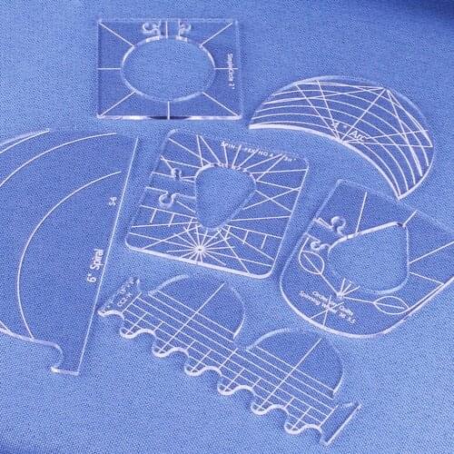 6pcs DIY Processing Sewing Ruler Shaped Acrylic Ruler Sewing Patchwork Ruler Multifunctional Template Patchwork Tool