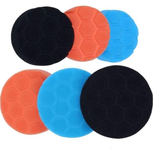 6 Pcs Hex-Logic Buff Buffering Polishing Pad Kit for Auto Car Polisher 3 Inch & 4 Inch
