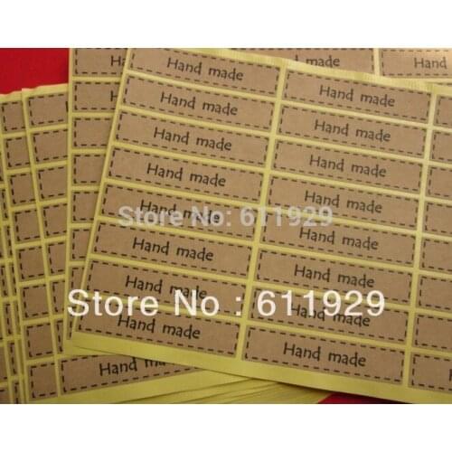 600pcs free shipping " hand made" packing stickers,printing label, 7*1.5cm gift packing paper stickers, box packing stickers