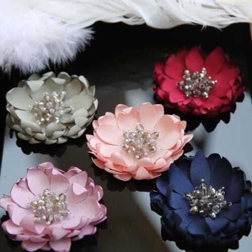 7cm Rhinestone Flower Beaded patches for clothing Sewing on Patch Beading Applique Clothes Decoration parches para la ropa