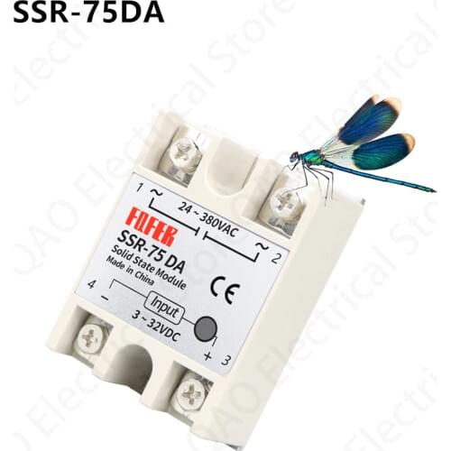 Free shipping FOTEK SSR-75DA 75A 3-32V DC TO 24-380V AC SSR 75DA relay solid state