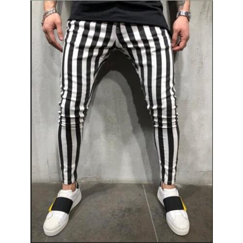 New Mens Black White Striped Casual Pants 2020 Autumn Fashion Joggers Sweatpants Men Track Pants Man Trousers Pantalones Hombre