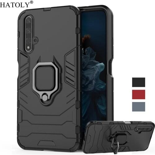 For Cover Huawei Honor 20 Case Shockproof Armor Hard Cover Honor 20 Finger Ring Stand Silicone Phone Bumper Case For Honor 20
