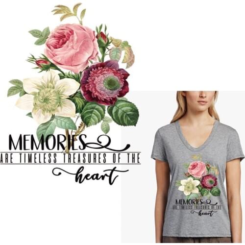 Colorful Flower Iron On Patches For Clothing DIY Women T-shirt Jeans Strips Sticker Patches On Clothes Heat Transfers Decoration