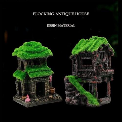 Aquarium House Fish Tank Landscaping Decoration Flocking House Simulation Pavilion Landscape House Ancient Style Building