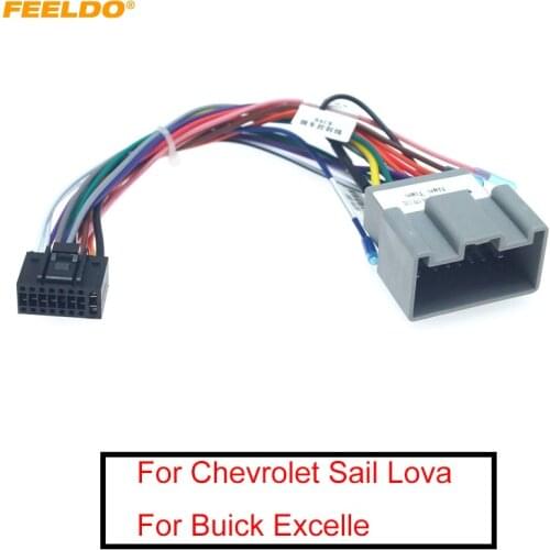 FEELDO 1PC Car Stereo Audio 16PIN Adaptor Wiring Harness For Chevrolet Sail Lova Buick Excelle Power Calbe Install Aftermarket