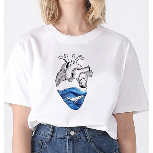 Summer Korean style T shirt Women Heart Earth t shirt Fashion tshirt female Harajuku Aesthetics Tees Tops
