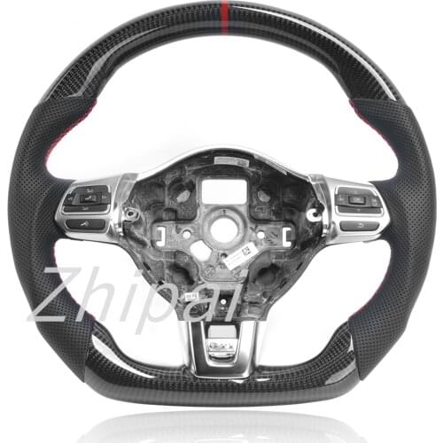 Steering wheel 100% Carbon Fiber & Perforated leather For Volkswagen Golf 6 GTI with Shifter paddle hole without buttons
