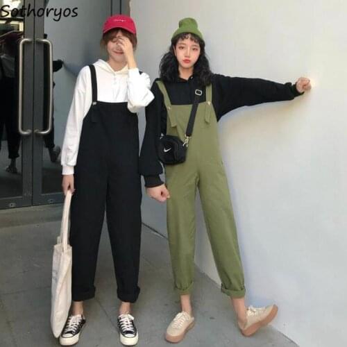 Jumpsuits Women Spring Casual Solid Ankle Length Wide Leg Loose Simple Korean Style Fashion Trendy All Match Ladies Womens New