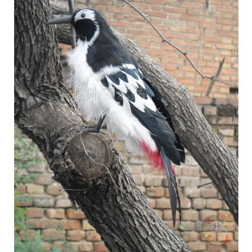 Creative simulation woodpecker toy polyethylene & furs white and black bird doll gift about 30cm 0820
