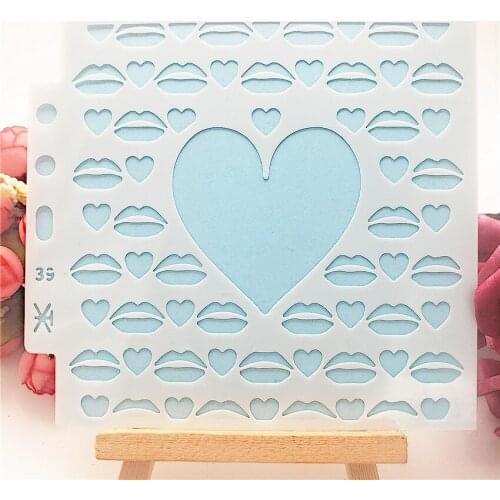 13*14cm Love lip Cover templat scrapbook stencils spray plastic mold shield DIY cake hollow Embellishment printing lace ruler