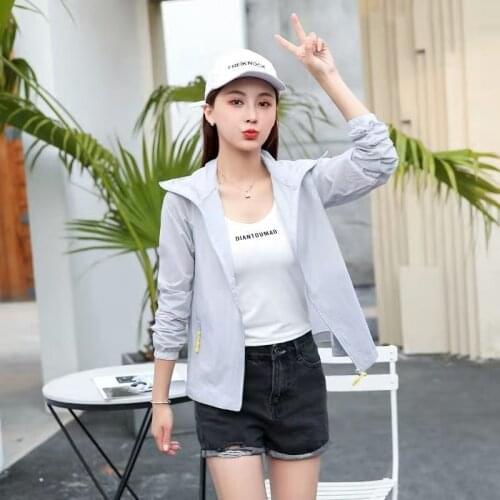 Summer Thin Sun Protection Jacket Women Sun Proof Coat Hooded Female Casual Zipper Anti Uv Jacket Sunscreen Coat Outerwear