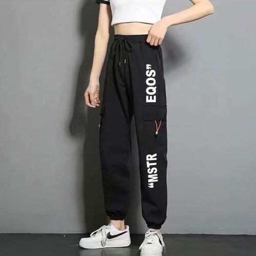 Minimalist Woman Pants Holiday Casual Plus Size Clothes Sweatpants Women Baggy Comfortable Drawstring Trousers Letter Printing