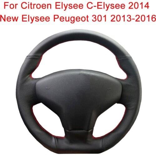 Customized Car Steering Wheel Cover For Citroen Elysee C-Elysee 2014 New Elysee Peugeot 301 Leather Braid For Steering Wheel