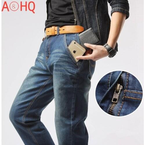 Mr.marke Brand Jeans Mens Clothing 75% Cotton Loose Elasticity Zipper New Straight Mens jeans Big Size 29-40 42