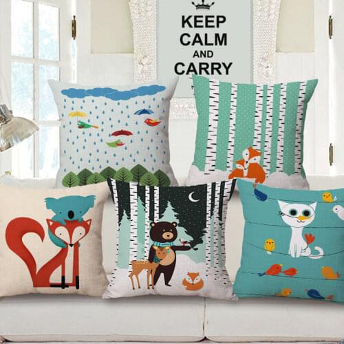 Toon Animals Fox Bear Print ative Throw Pillow Case Cushion Case 18'' Soft Room Gifts Single Sides Printing