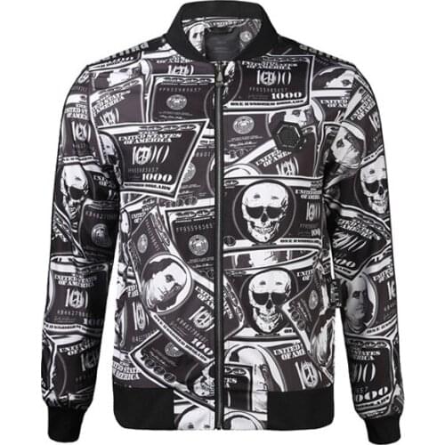 Skull PP Men Jacket Fashion Sports Winter Windbreaker Baseball Clothing Men Plein Jacket chaquetas hombre куртка мужская осень