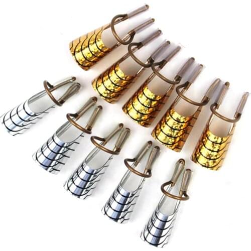 5pc Nail Art C Curved Shape Extension Guide Tips French Foil Acrylic Polish Gel UV Design Form Reusable Metal Mold Manicure Tool