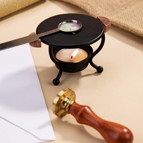 Retro Wax Seal Melting Furnace Solid Wood Oven Furnace Wax Pot Beads Sticks Heater Wax Warmer Decorative Craft for Candle Stamp