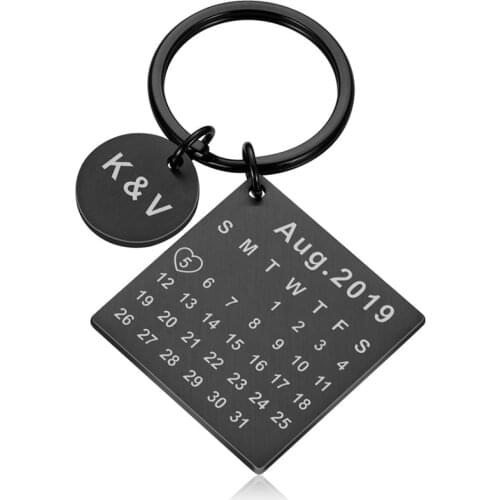 Personalized Calendar KeyChain Ring Custom Stainless Steel Engrave Date Wedding Keyring Gift Support Dropshipping/Wholesale