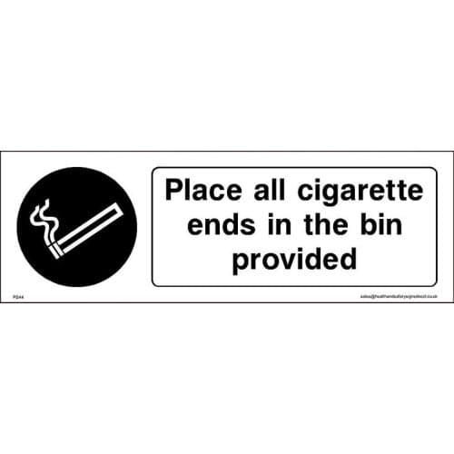 The bins provided Plastic Sign with double sided fixing tape - No Smoking, Building, Counter, Bar, Premises