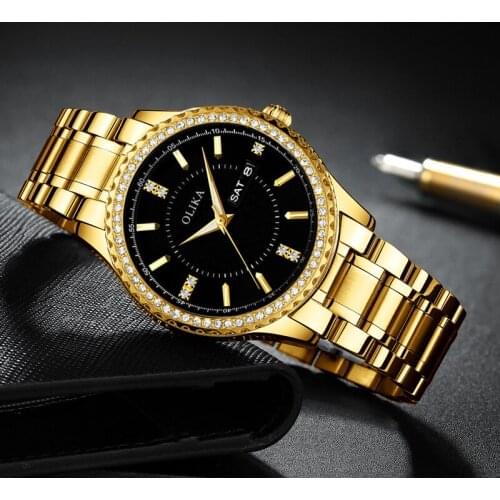 Luxury Watch 2021 New Product Oulijia Explosive Diamond Watch Stainless Steel Strap Mens Watch Waterproof Quartz Watch