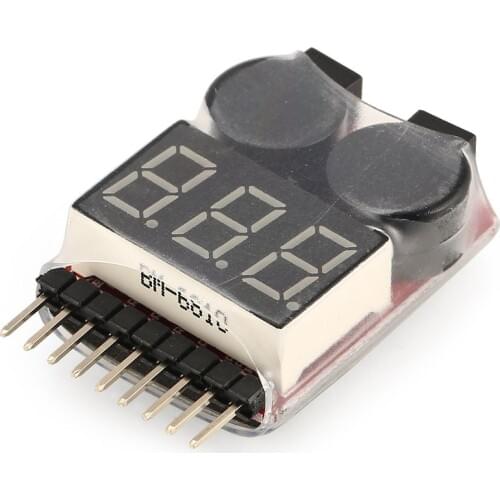 Lipo Battery Voltage Tester Volt Meter Indicator Checker Dual Speaker 2 in 1 1 s-8 s Combination Low Voltage Buzzer Alarm