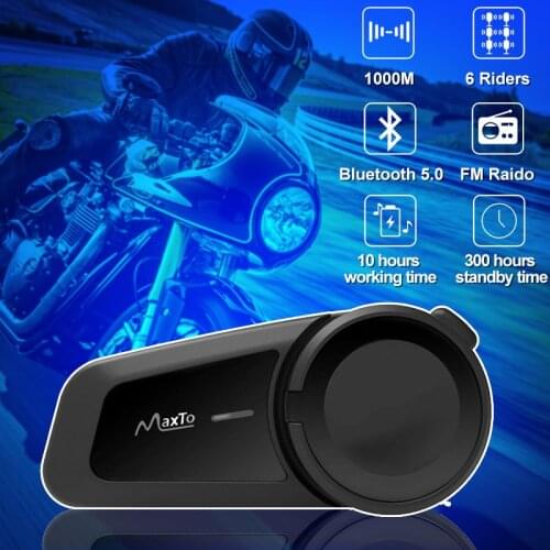 VCOROS New Upgraded Version M2 Wireless Motorcycle Helmet Voice Prompt Bluetooth Headset for 6 People Real-time Group Intercom