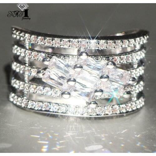 YaYI Jewelry Fashion Princess Cut Prong Setting White AAA+ Cubic Zirconia Silver Color Engagement Wedding Precious Gift Rings