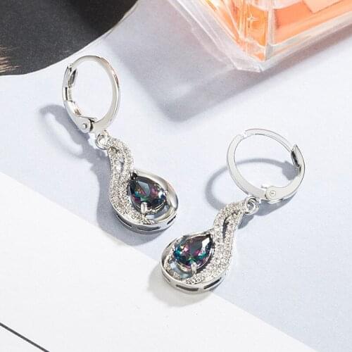 Sterling Silver 925 Earring Jewerly Drop Earring for Women Orecchini Aretes De Mujer Fine Jewelry Topaz Gemstone Drop Earrings
