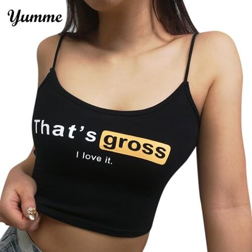 Women Letter Print Crop Tops Summer Sexy Sling Sleeveless Slim Tops Ladies Fashion Casual O-neck Cropped Tank Top Camis #BL3