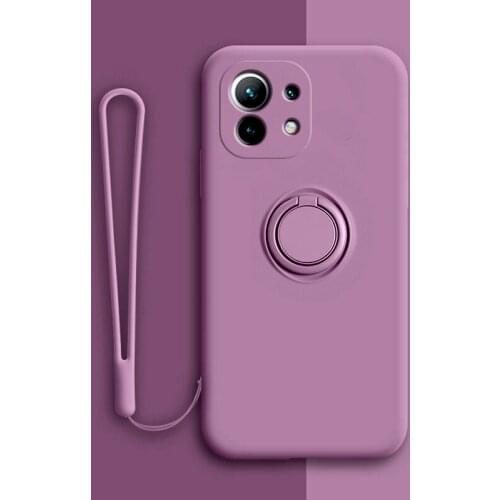 Liquid Silicone Case For Xiaomi Mi 11 POCO F3 X3 NFC Redmi K40 Note 10 9 Pro Max 9S 10T Mi10T Full Covers With Ring Holder Stand