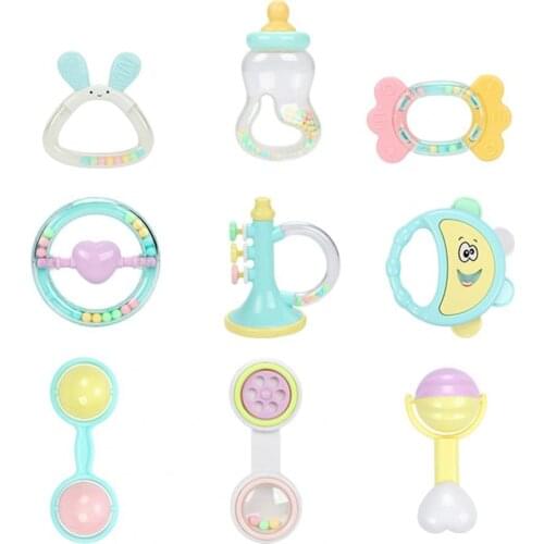 1 Set Shaking Bell Toy Cartoon Animal Bite Resistant Food Grade Baby Rattle Teething Toys for Infant
