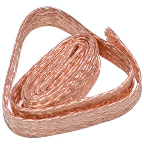 1m 11mm Flat Pure Copper Braid High Flexibility Cable Bare Copper Braid Lead Wire Ground Lead Wire