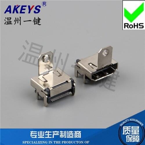 10pcs HDMI-001-08 HDMI female connector There are ears 19P HD transmission socket With screw holes Without back cover