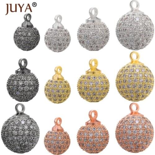 10 Pieces/lot Wholesale 8/10/12MM Cubic Zirconia Rhinestone Ball Beads Charms Accessories For Jewelry Making