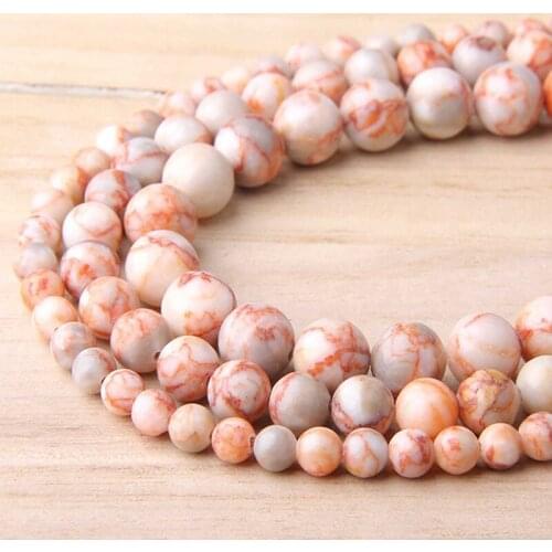 15.5" Red Web Stone Beads 4 mm 6 mm 8 mm 10 mm 12 mm Polished Pink Gem Stone BeadS For DIY Making Jewelry Men Bracelets Necklace