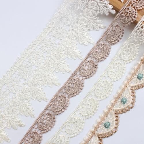 5yards/lot Quality polyester Lace Ribbon Water soluble embroidered lace trims hometexile embellishment diy sewing material