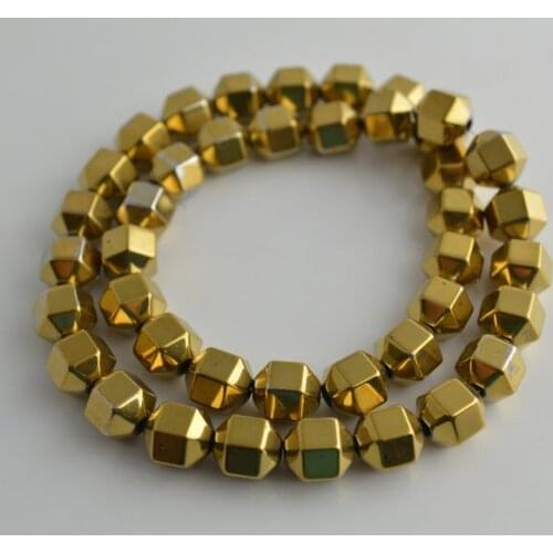 High Quality Gold Color Hematite Beads Special Shape Column Cube Sand Loose Beads For Jewelry Making 5 Strand/lot