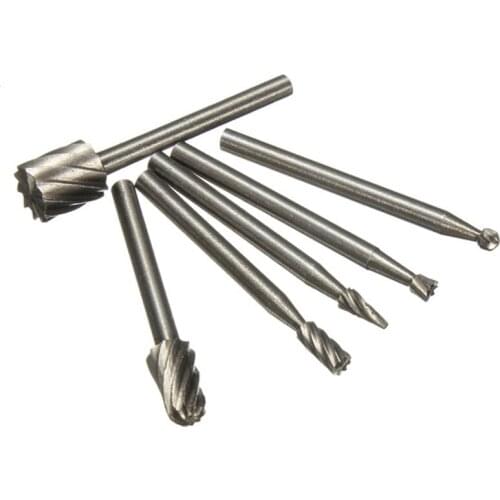 6pcs HSS Routing Wood File Rotary Carving Milling Cutter Tool Set