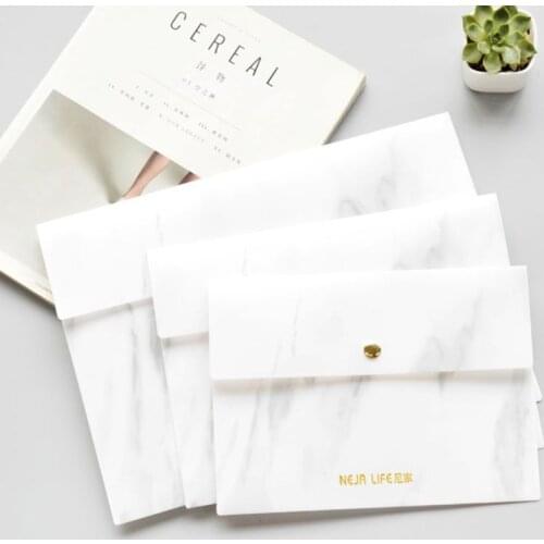 A4/A5/B5 Portable Marble Pattern PP File Folder Document Examination Paper Bag for Office School Students Supplies M5TB