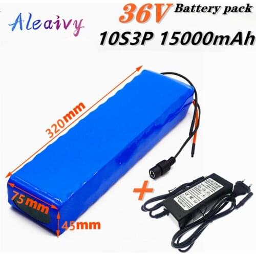 Aleaivy 36V Battery 10S3P 15Ah 42V 21700 lithium ion battery pack For ebike electric car bicycle motor scooter with 20A BMS 500W
